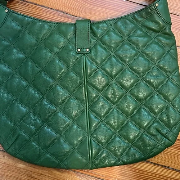 J. Crew🌹VINTAGE ‘08’ large Quincy green quilted - Picture 4 of 9